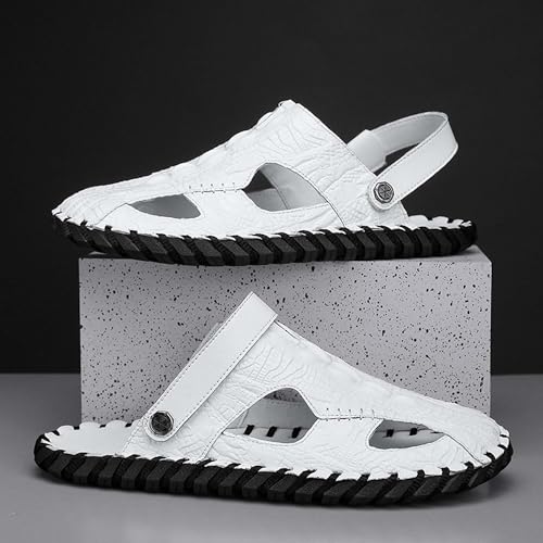 Hand sewn genuine leather breathable beach sandals for summer, lightweight casual slippers2