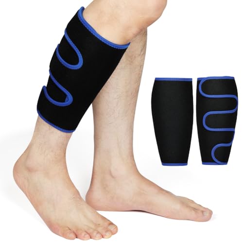 Fefod Suporte para cortinas, 1 par de manga de compressão ajustável para homem e mulher, respirável virilha, fixação de panturrilha para corrida, estado físico e exercício
