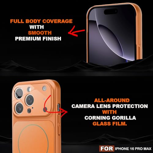 Image of SHINESTAR iPhone 16 Pro Max Case - Premium Shockproof Protective Cover, Wireless Charging Compatible, Slim & Durable Luxury Back Cover with Camera Protection (Orange)