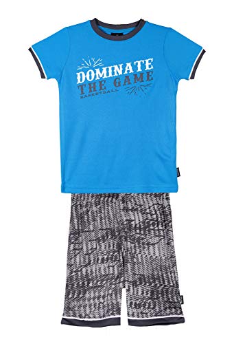 Spalding Boys Athletic Graphic Crewneck T Shirt Short Seeve Top and Shorts Gym Set, Teal Vapor4