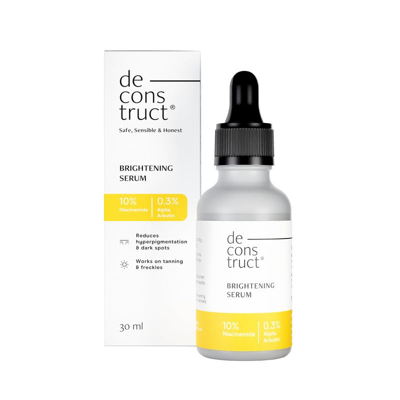 Deconstruct Brightening Serum 10% Niacinamide + 0.3% Alpha Arbutin | Face Serum - Reduces Pigmentation, Dark Spots & Marks | Works on Tan & Freckles | 15 ML