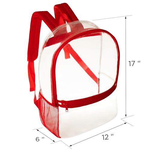 Moda West 17” Wholesale Clear PVC Backpacks in Assorted Colors 24-Pack – Bulk Case of 243