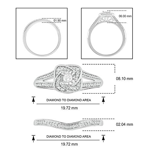 Cali Trove 1/5 CT Natural Diamond Bridal Ring Set | 14KT & 18KT Gold Vermeil Diamond Wedding & Engagement Rings | Promise Ring for Her | Halo Wedding Rings for Women in White Yellow or Pink Gold3