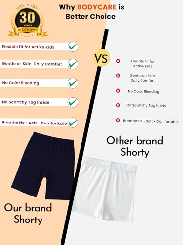 Image of BODYCARE Girls Cycling Shorts | 100% Cotton Stylish, Comfortable & Durable Shorts for Girls | Pack of 3 (Color & Print May Vary)