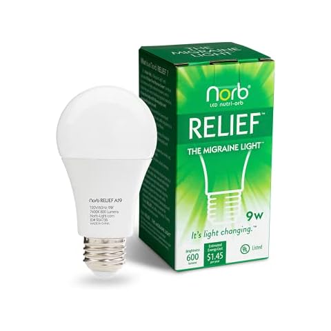 NorbRELIEF Green Light Therapy Migraine Relief Light Bulb, Research Proven Non-Drug Support for Migraine Pain. Product Patented in The U.S.A (1-Pack) Cover
