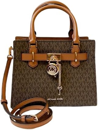 Michael Kors HAMILTON SMALL SATCHEL SHOULDER CROSSBODY BAG MK SIGNATURE BROWN