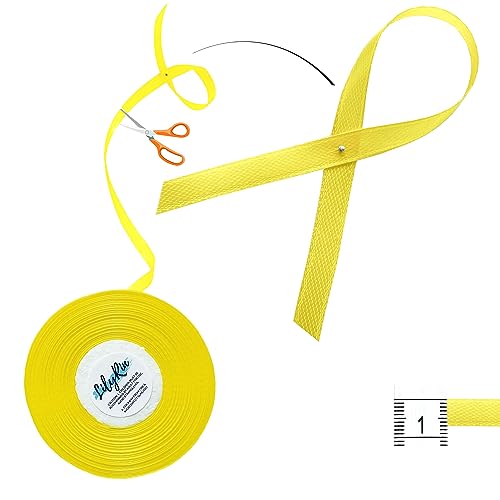 Image of Yellow Ribbon 1 /4 Inches 36 Yards Satin Roll Perfect for Scrapbooking, Art, Wedding, Wreath, Baby Shower, Packing Birthday, Wrapping Christmas or Other Projects Solid