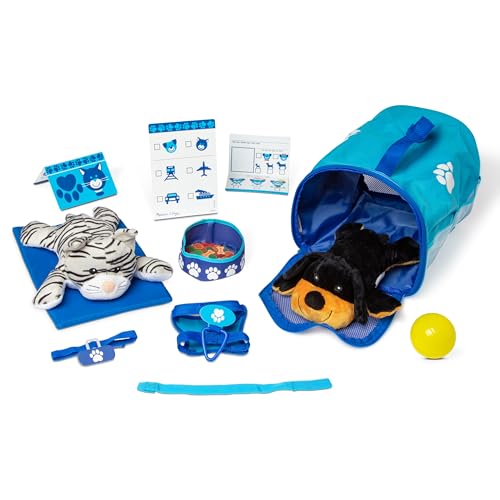 Melissa & Doug Tote & Tour Pet Travel Play Set with 2 Plush Stuffed Animals (15 pcs)