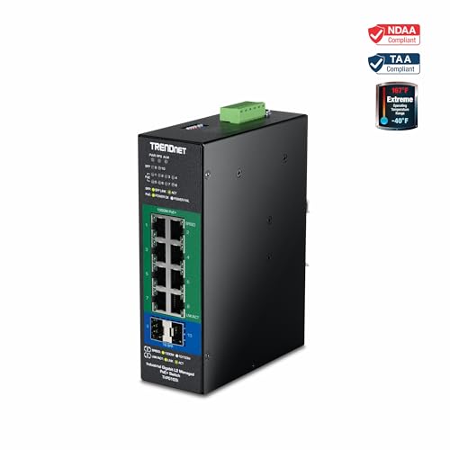 TRENDnet TI-PG103i, 10 Puertos Industrial Gigabit L2 Managed PoE+ DIN-Rail Switch 24 – 57V, 8 Puertos Gigabit PoE+, 2 Puertos SFP, 20Gbps, IP40, Ethernet Splitter, Compatible con NDAA y TAA miniatura 4