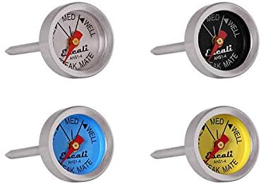 Escali AHS1-4 Easy Read Mini Steak Thermometer Set, Dial Reads Rare, Medium & Well, Dishwasher Safe, Silver