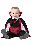 Infant Count Dracula Vampire Costume, Creature Of The Night Baby Outfit With Shirt And Attached Vest And Tie, Pants, And Cape
