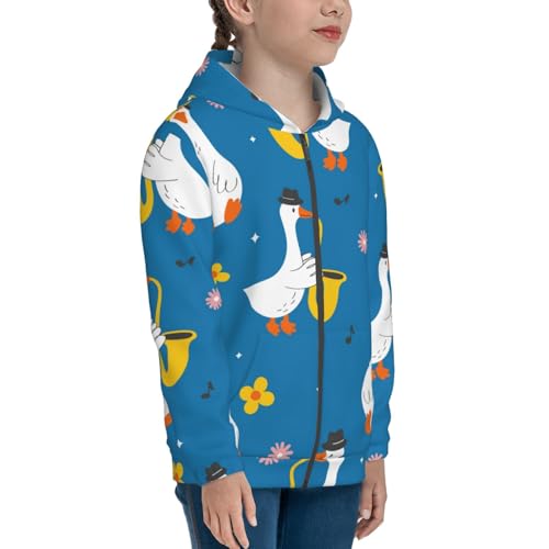 Cartoon Goose Kids Pullover Hoodies Boys Zip Up Sweatshirts Girls Athletic Clothes with Pocket4