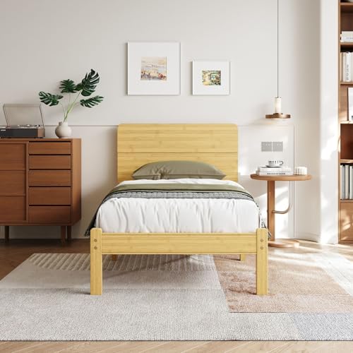 Goltriever 14 Inch Solid Bamboo Wood Twin Bed Frames with