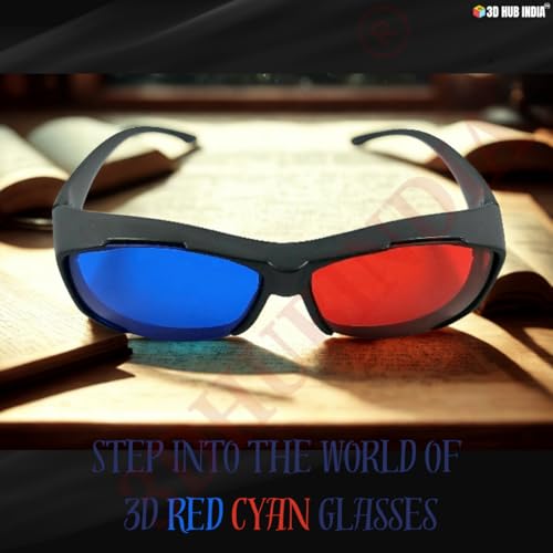 Image of Red Cyan 3D Glasses for YouTube Videos | Anaglyph Red Blue 3D Viewing Eyewear | Hard Scratch-Resistant Lens | Flexible Frame | Home Cinema Projector Compatible | Pack of -3