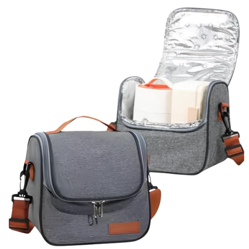 Bolsa Térmica Lancheira com Alça de Ombro para Marmita – Ideal para Trabalho, Academia, Escola e Passeios | Isolamento Interno, Compacta, Resistente e Estilo Moderno para o Dia a Dia (Cinza)