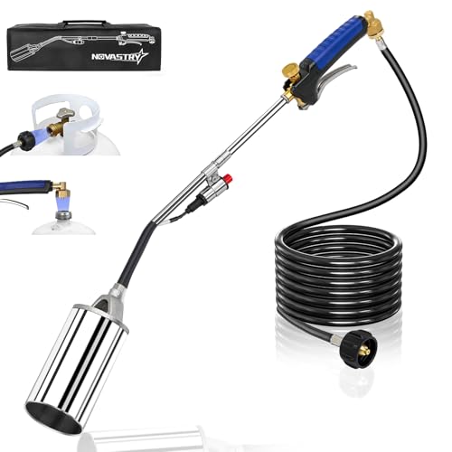 Propane Torch Weed Burner Kit with 12.5FT Hose, Propane Weed Burner Torch with Igniter & Adjustable Control, Outdoor Weed Removal Tool for Garden, Ice Snow, Roofing & Driveway