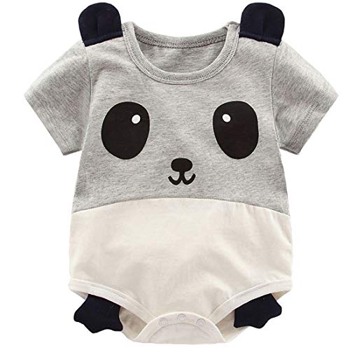 Image of YIJIUJIU Newborn Baby Boy Girl Short-Sleeve Bodysuit Unisex Panda Style Onesies Clothes 3-6 Months