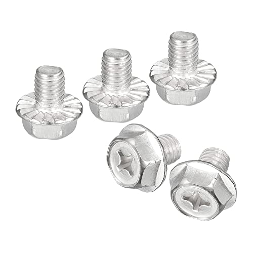 Image of uxcell M8x10mm Phillips Hex Head Flange Bolts, 5pcs 304 Stainless Steel Hexagon Phillips Flange Head Hex Bolts Machine Screws
