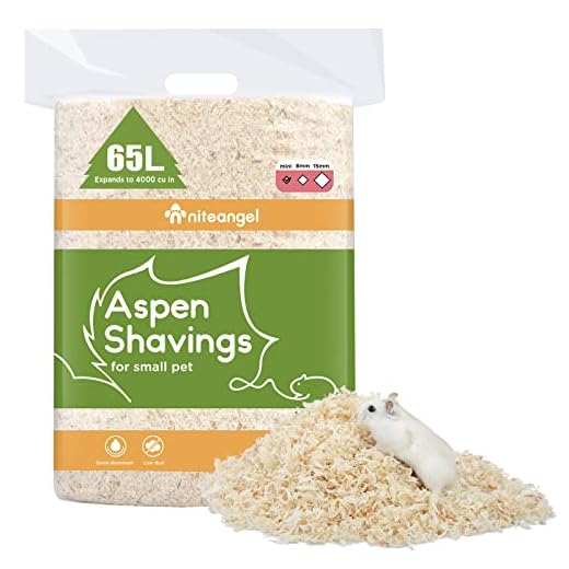 Niteangel 65L Aspen Shaving Hamster Beddings for Syrian Dwarf Hamster Gerbil Mice Degu Rat Rabbit Bunny Guinea Pig Chinchilla Hedgehog or Other Small Pets (65L - Mini)