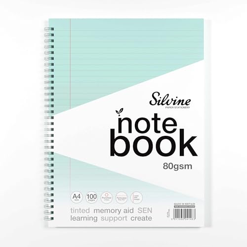 Silvine A4 Blue Paper Dyslexia Notebook – Lined with Margin (100 Pages)