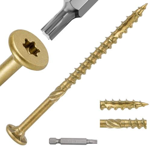 FMhotu Deck Screws 3 Inch, #9 x 3, 100 Pcs, Bronze