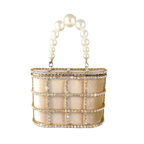 Boutique De Fgg MIL1255 TOTES BUCKET HANDBAGS Evening Handbags With Pearl Rhinestones Wedding Bucket Totes Bags Party Crystal Clutch Purses thumb #6