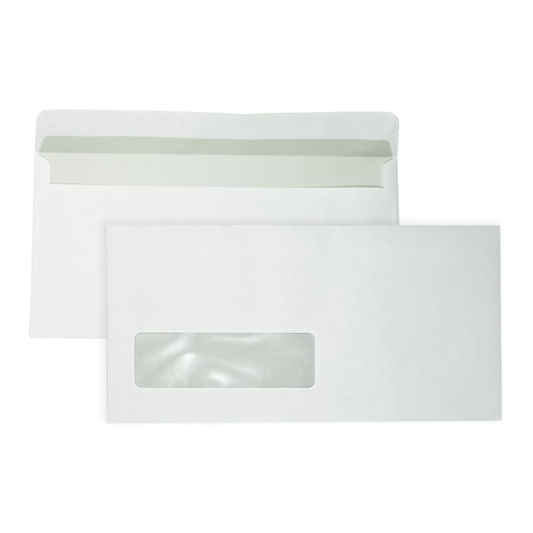 DULA EA5/6 Umschläge, 110 x 220 mm, Venster links, 1000 Stück, Selbstklebend mit Klebestreifen, 80 g/m²