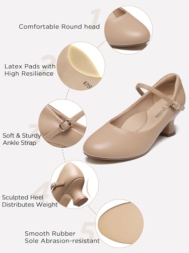 Image of 2 inch Character Shoes for Women,T-Strap 1920s Gatsby Flapper Dance Shoe