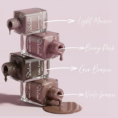 Image of Delona Nail Paint Combo Pack of 4 for Indian Skin Tones I Quick Drying Nail Polish, Glossy Nude Nail Kit I Highly Pigmented & Long Lasting Enamel I Chip Resistance 10ml Each - Gift Set for Women