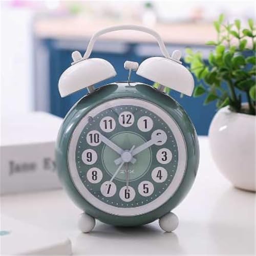 Despertador analógico verde a pilas con luz nocturna para dormitorio 6
