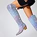 RONILURN Women Rhinestone Over the Knee Cowboy Boots, Sparkly Bling Cowgirl Boots Western Thigh High Boots Pull-On Side Zippers Chunky Heel Pointed Toe Size5-12 For Fashion&Daily