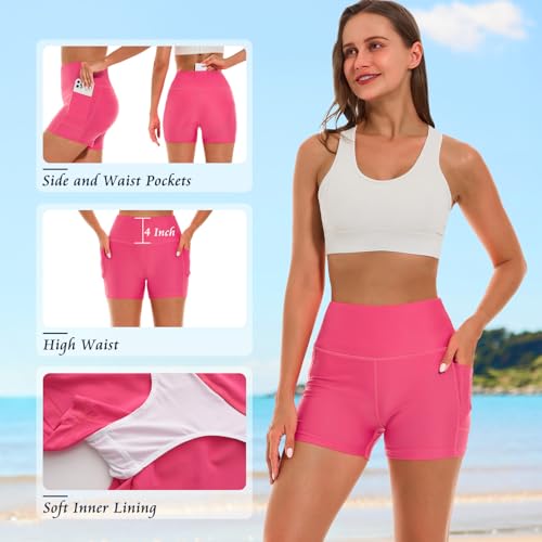 Image of HODOSPORTS Women's 3'' /5'' /7'' /9'' /12'' Swim Board Shorts UPF50+ High Waisted Quick Dry Swimsuit Bottoms with Pockets Liner