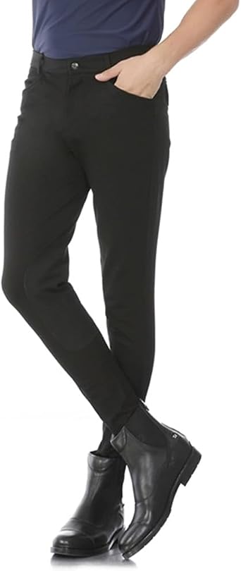Mens Knee Patch Show Equestrian Breeches Horse Riding Pants Zipper Pockets Horseback Riding Clothes