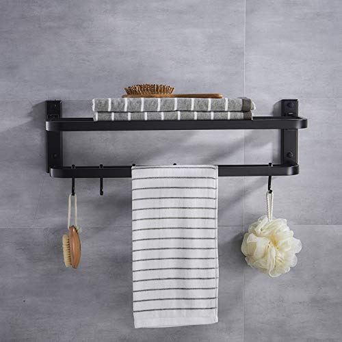 Rails porte-serviettes doubles pliables muraux 60 cm avec crochets