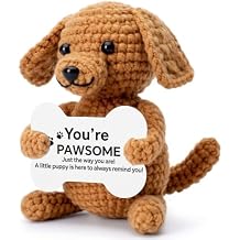 Mini Crochet Dog Plush, Handmade Emotional Support Plush, Positive Cute Funny Gift for Him Her Dog Lovers, Christmas Birthday Stocking Stuffer, Desk Decor