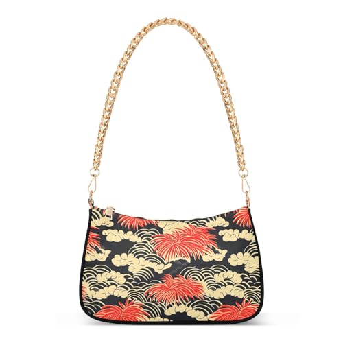 Sac banane femme tendance noir rouge | Petit sac à bandoulière et sac à main motif palmier