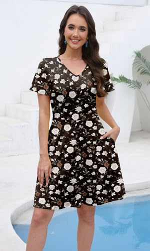 Image of COSSEN Women's Casual Short Sleeve Dress with Pockets