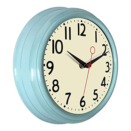 Lumuasky Retro Wall Clock 9.5 Inch Blue Kitchen 50's Vintage Design Round Silent Non Ticking Battery Operated Quality Quartz Clock (Robin Egg Blue)