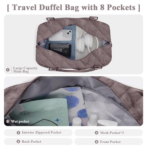 Travel Duffel Bag,Overnight Weekender Bags for Women with Wet Pocket by HYC00 - Used condition - Image 4
