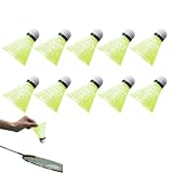 Nylon Badminton Shuttlecocks Durable Outdoor Wind Resistant Plastic Birdies for Backyard Lawn Training, High Elasticity Cork Head Practice Shuttles (High-Visibility Yellow 10-Pack)