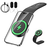 Athvcht スマホホルダー 車 ワイヤレス充電 車載スマホホルダー マグネット magsafe 車載ホルダー 15W急速充電 マグセーフ充電器 車 携帯ホルダー 折り畳み可能 形状記憶合金 超強磁力吸着 安定性拔群 自由調整 片手操作 3M粘着テープ 繰り返し利用可能 車用品 カー用品 iPhone/Android全機種対応・全車種対応 (ワイヤレス充電)