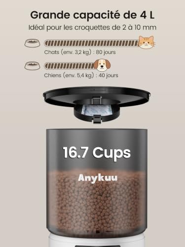 Distributeur Croquettes Automatique 4L Chat/Chien 6 Repas Programmable – vue 3