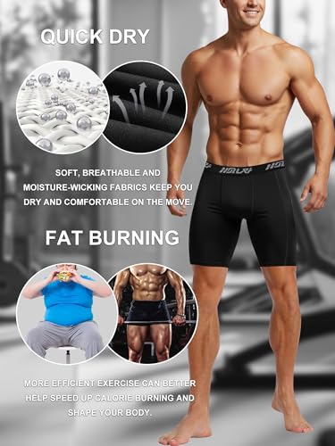 Image of Men's Compression Shorts Underwear, Athletic Workout Base Layer, 4-Way Stretch Moisture-Wicking for Running, Gym, 3 or 5 Pack
