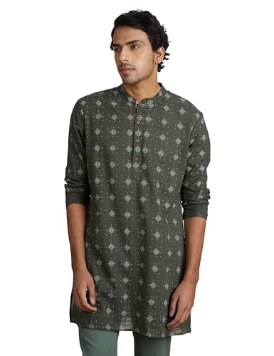 Image of Amazon Brand - Symbol Men's 100% Cotton Everyday Mid Length Casual Kurta - Regular Fit (Available in Plus Sizes)