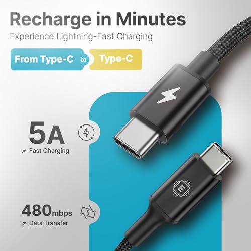 Image of D-Link DPA-FC501 Type-C to Type-C Fast Charging Cable 1.5M Braided 5.0A (100W) Output E-Marker Chip Nylon Tangle-Free Metal Connector High-Speed 480 Mbps Data Transfer Black