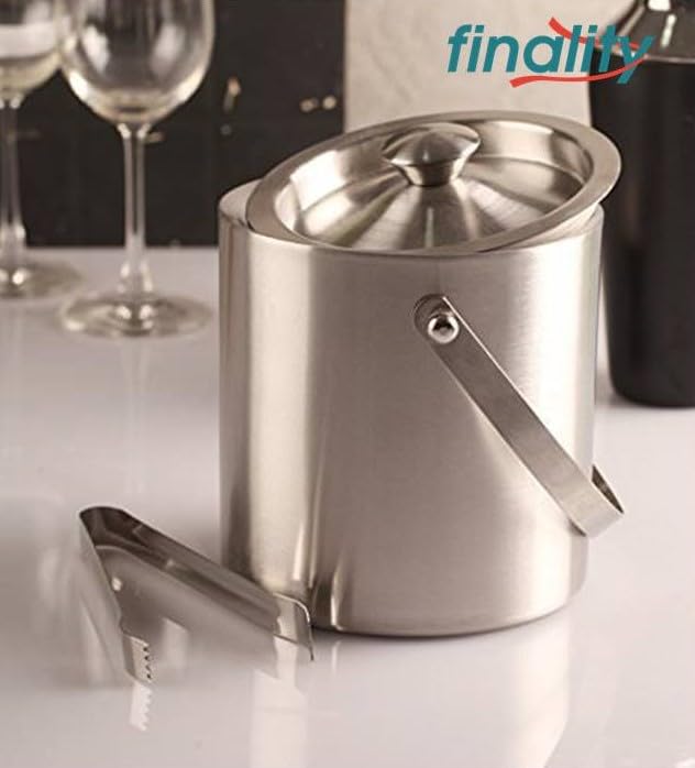 finality Double Walled Stainless Steel Ice Bucket with Lid and Ice Tong [ 1 Liter ] Keeps Ice Cold for 6 h - Image 6 thumbnail