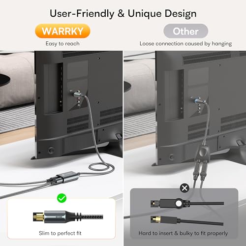 Warrky Optical Audio Splitter with 2FT Nylon Cable, Optical Splitter 1 in 2 Out [Aluminum Shell, Gold Plated] Toslink Splitter for LPCM 2.0, Dolby, DTS 5.1, Compatible with Soundbar, Headphones, TVs - Thumbnail 4
