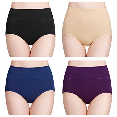 Image of wirarpa Women's Cotton Underwear High Waist Full Coverage Brief Panty Multipack