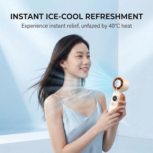 Ventilateur portatif rechargeable blanc à 5 vitesses avec support