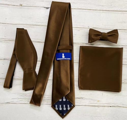 Image of KissTies 6PCS Satin Pocket Square Plain Color Handkerchief Gift Set